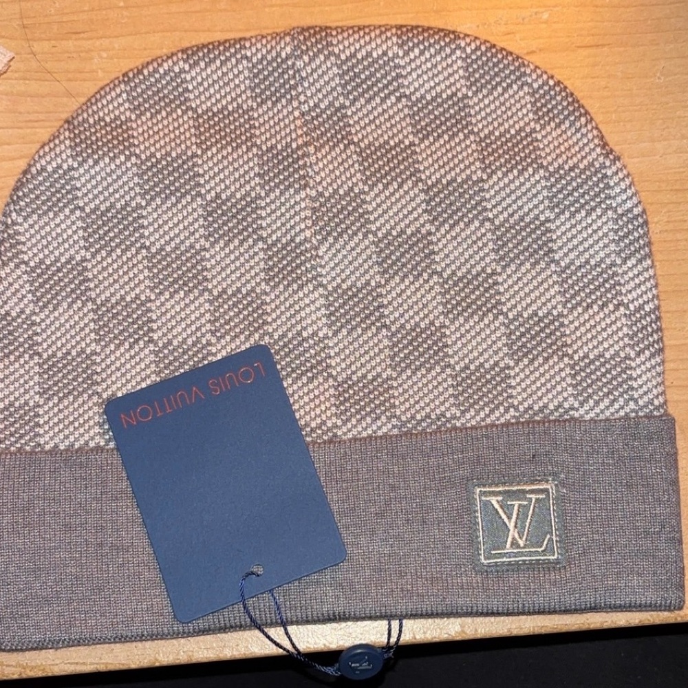 Louis Vuitton Gray Checkered Beanie